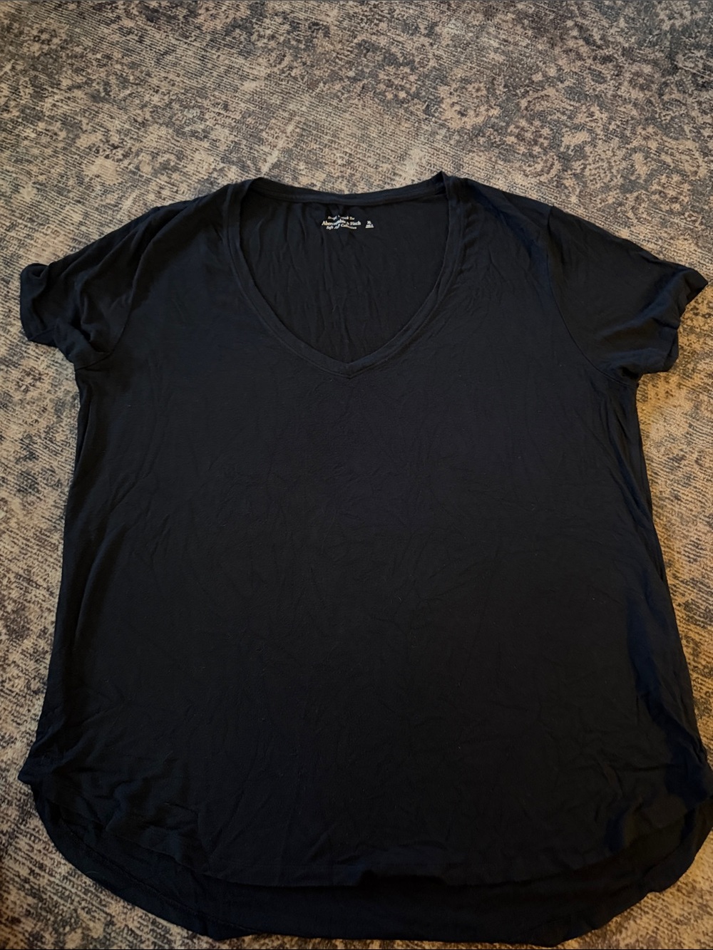 Abercrombie & Fitch Black V-Neck Short Sleeve Tee
